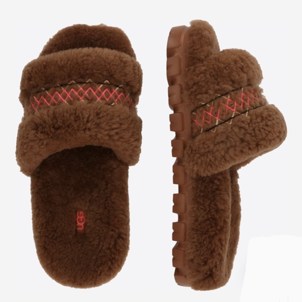 UGG Women's size 12 Cozetta Braid Embroidered Wool Slippers